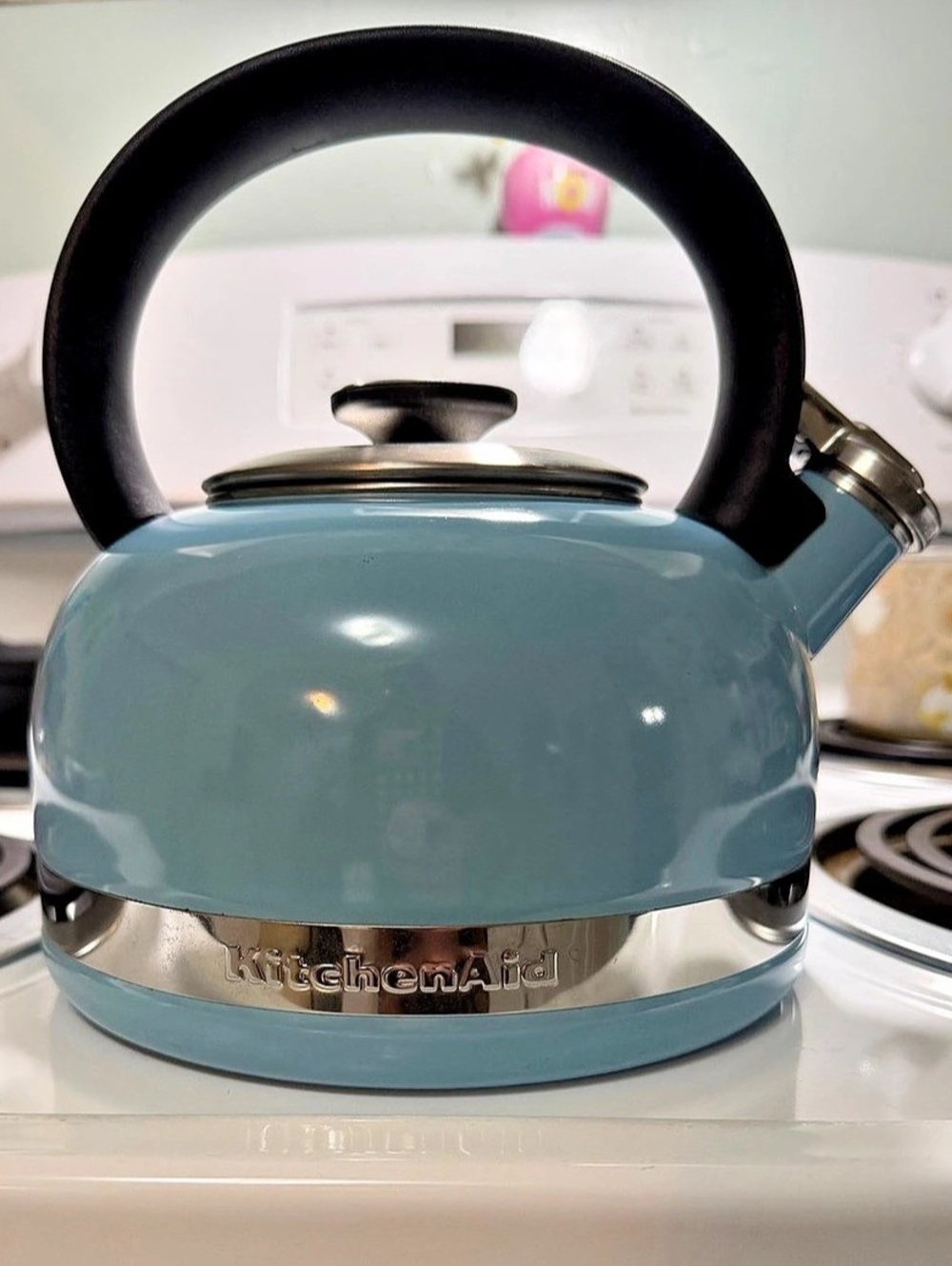 KitchenAid Enamel-on-Steel 2-Quart Teakettle 2-Quart Blue Whistling Teakettle